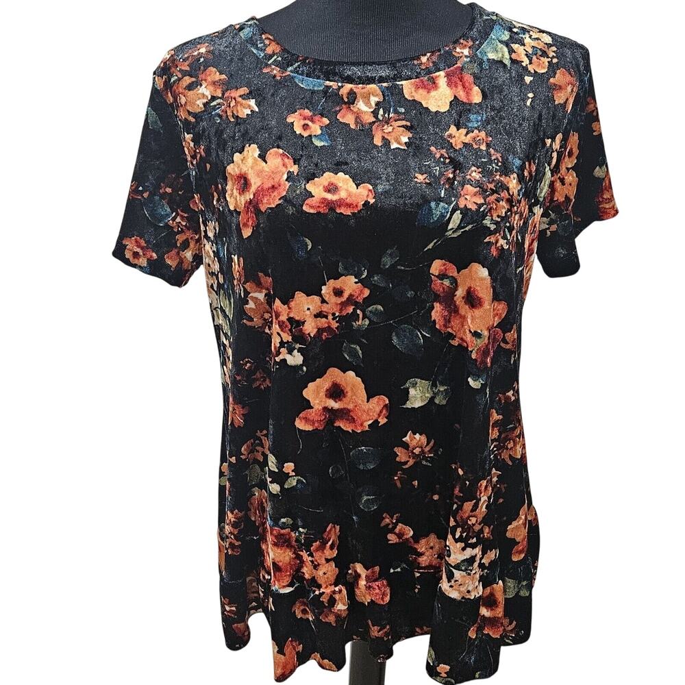 Thyme & Honey Crush Velvet Floral Crop Top XLarge Layered Splitback Whimsy Goth